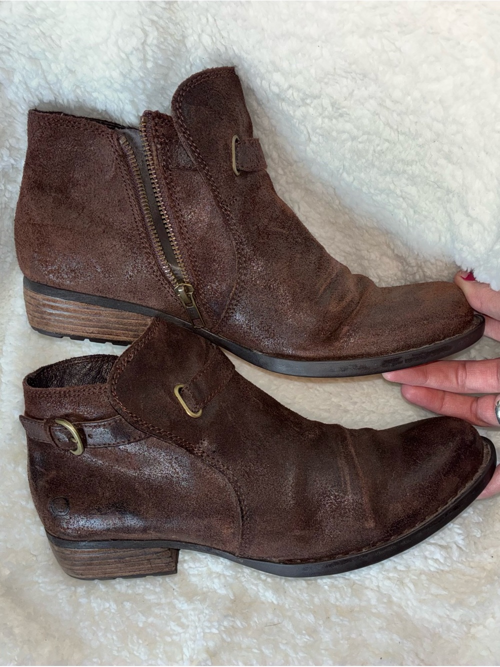 Born Women's Dark Brown Leather Ankle Booties - Picture 4 of 7